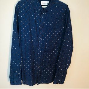 Target Good fellas men’s Shirt Navy Blue gold Squares